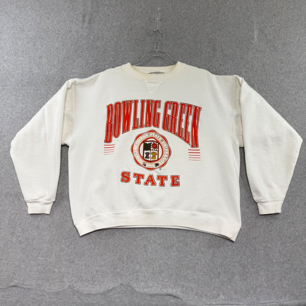 Galt Sand Bowling Green State University Sweatshirt Mens Large White Vintage 90s